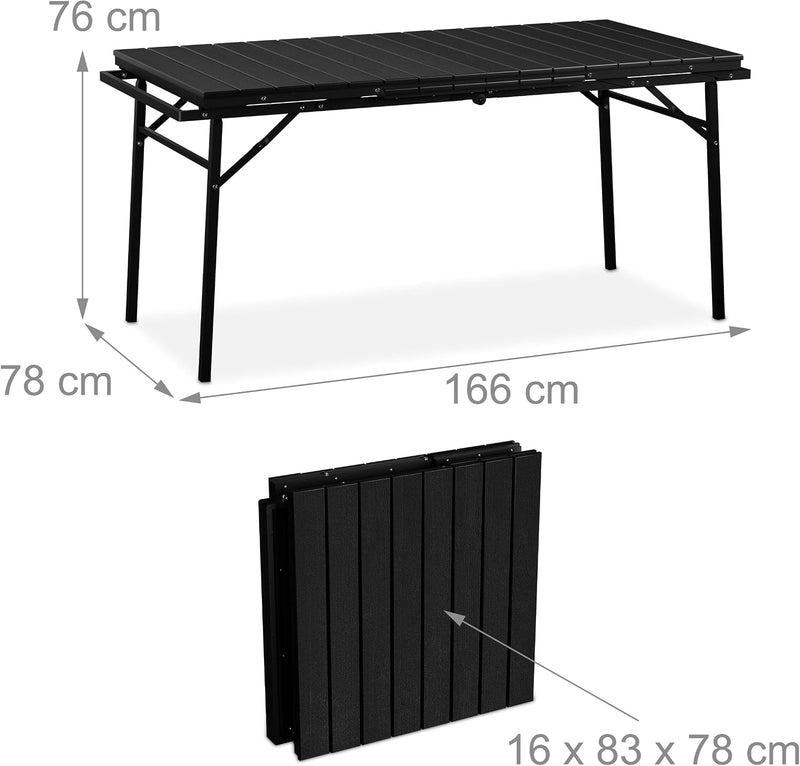Foldable Garden Table Extendable Width: 166-215CM Plastic