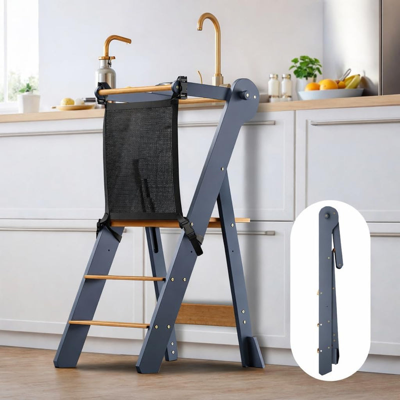 Foldable Kitchen Step Stool for Kids Space-Saving Standing