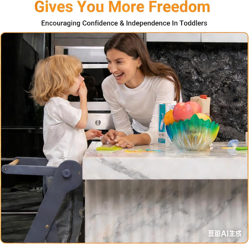 Foldable Kitchen Step Stool for Kids Space-Saving Standing