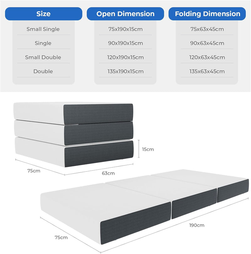 Foldable Mattress 10CM Folding Memory Foam