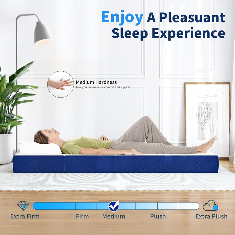Foldable Mattress 4-Fold 90x190x15CM 6 Inch Folding