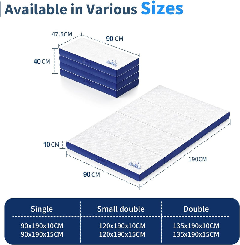 Foldable Mattress 4-Fold 90x190x15CM 6 Inch Folding