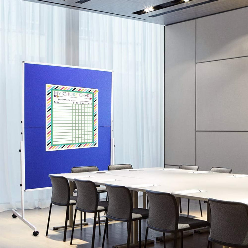 Foldable Mobile Room Divider Double Sided Fabric Bulletin