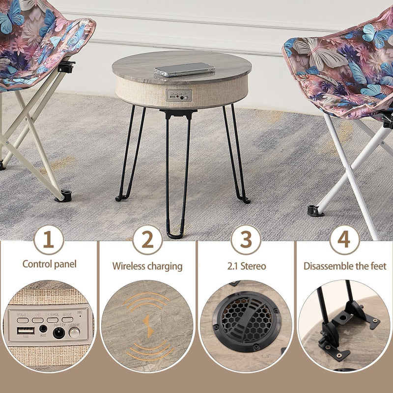 Foldable Multi-Function Coffee Music Table 10W Wireless Charging