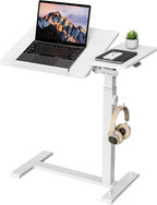 Foldable Overbed Table Height Adjustable 68-108CM with Wheels