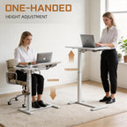Foldable Overbed Table Height Adjustable 68-108CM with Wheels