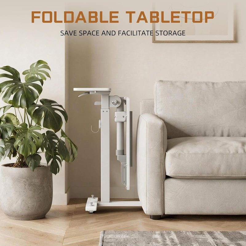 Foldable Overbed Table Height Adjustable 68-108CM with Wheels