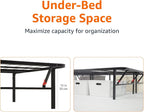 Foldable Platform Bed Frame Tool-Free Assembly Under-Bed Storage