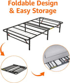 Foldable Platform Bed Frame Tool-Free Assembly Under-Bed Storage