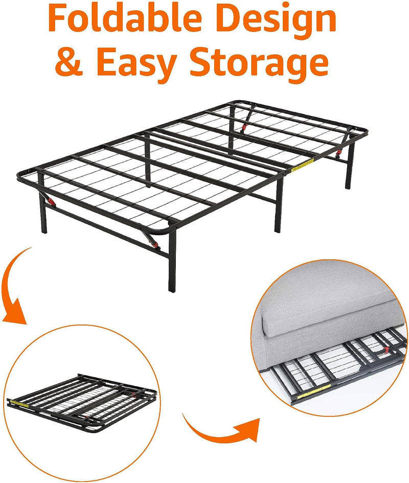 Foldable Platform Bed Frame Tool-Free Assembly Under-Bed Storage