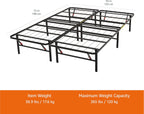 Foldable Platform Bed Frame Tool-Free Assembly Under-Bed Storage