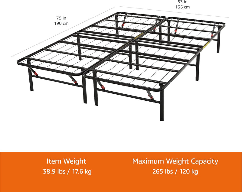 Foldable Platform Bed Frame Tool-Free Assembly Under-Bed Storage