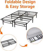 Foldable Platform Bed Frame Tool-Free Assembly Under-Bed Storage