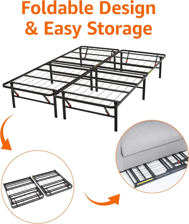 Foldable Platform Bed Frame Tool-Free Assembly Under-Bed Storage