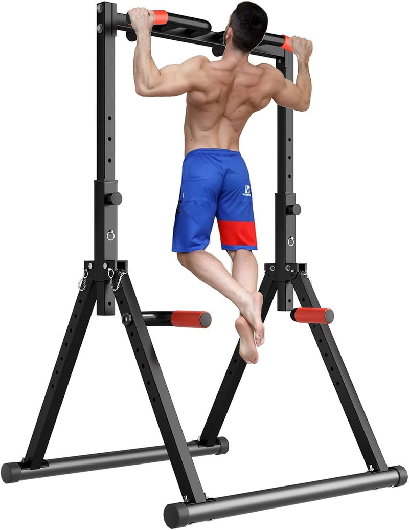 Foldable Power Tower Dip Station Free Standing Pull