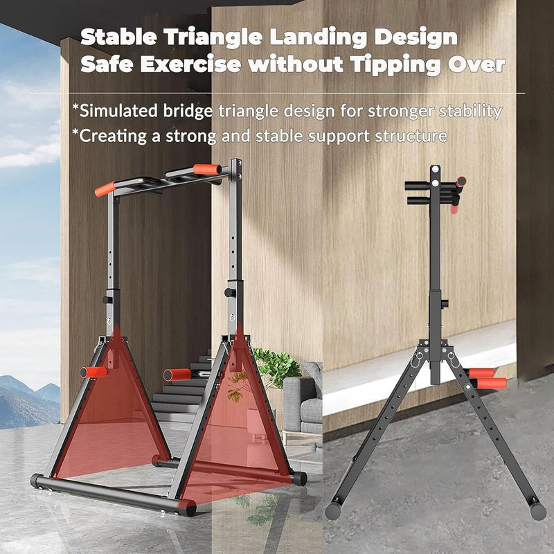 Foldable Power Tower Dip Station Free Standing Pull