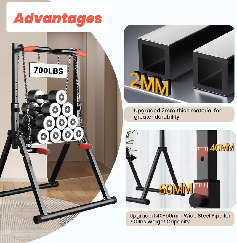 Foldable Power Tower Dip Station Free Standing Pull