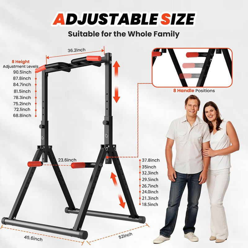 Foldable Power Tower Dip Station Free Standing Pull