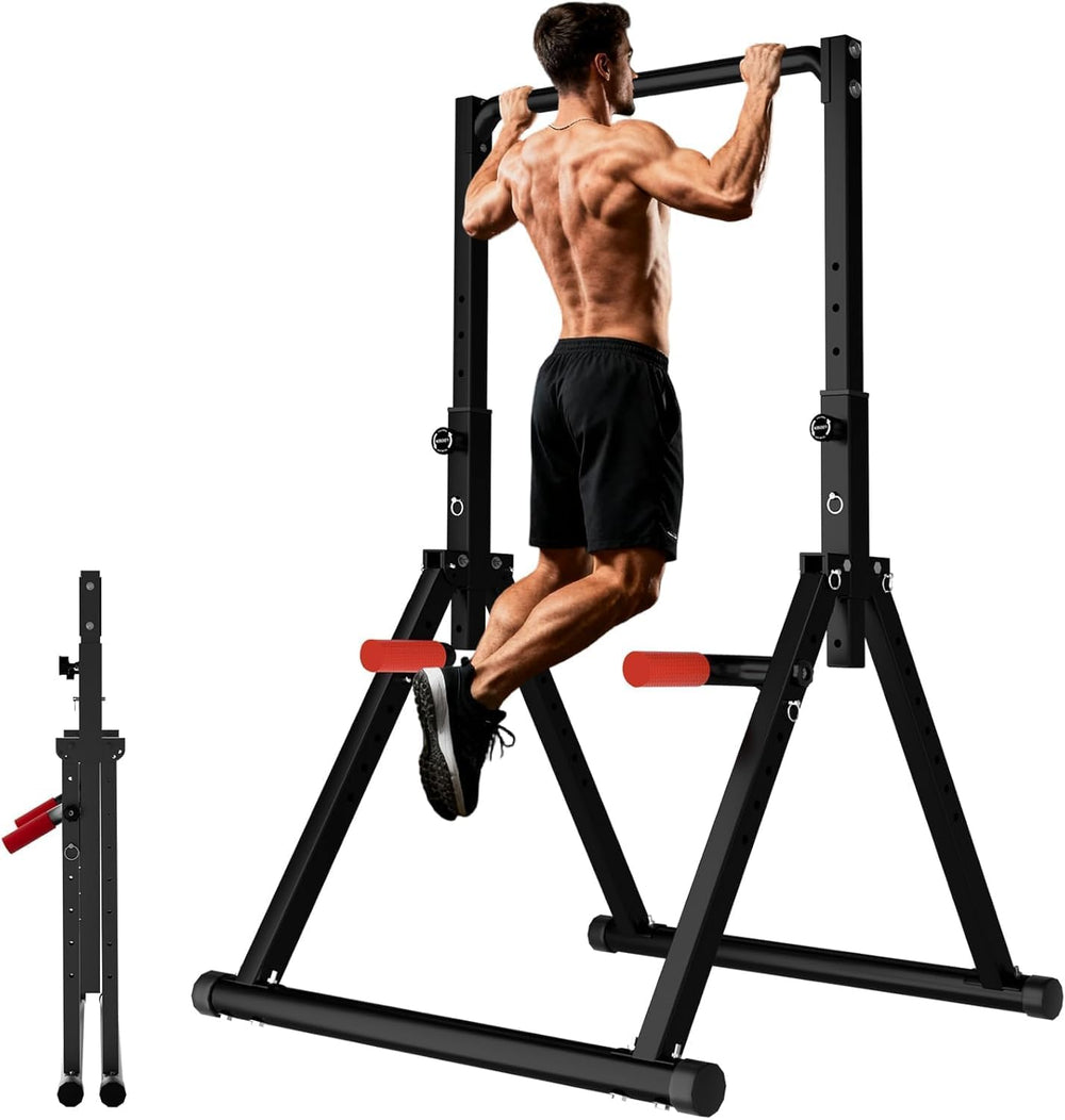 Foldable Power Tower Dip Station Pull Up Bar
