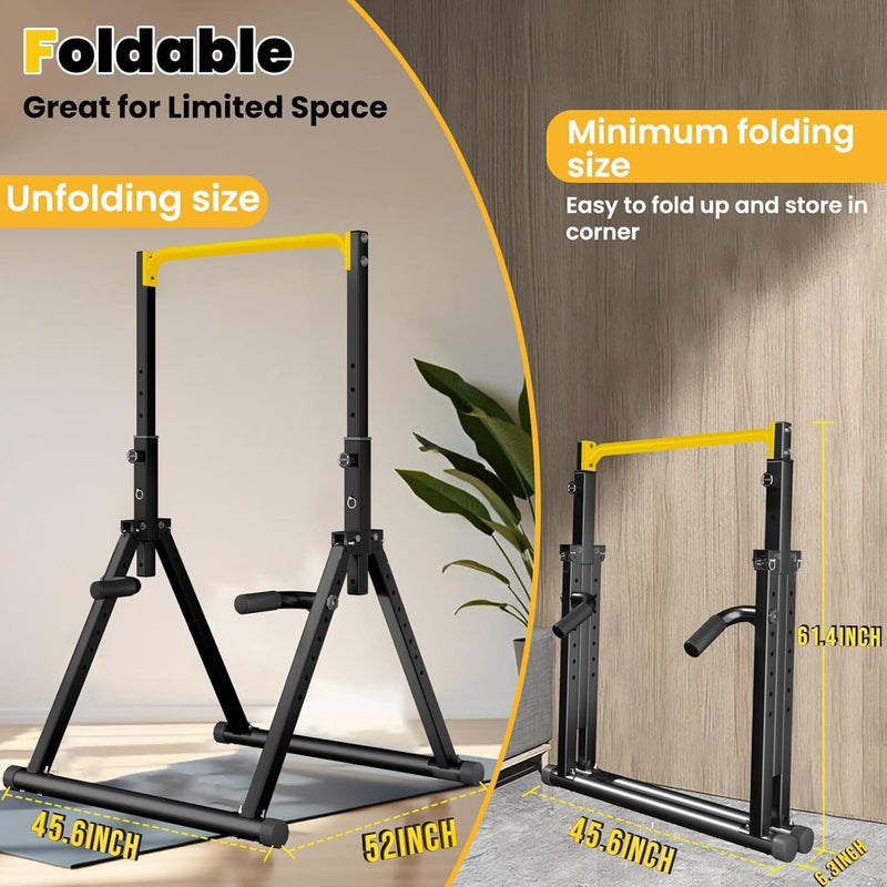 Foldable Power Tower Dip Station Free Standing Pull