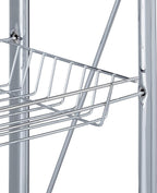 Foldable Serving Trolley 4 Wheels 2 Shelves Basket