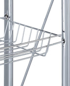 Foldable Serving Trolley 4 Wheels 2 Shelves Basket