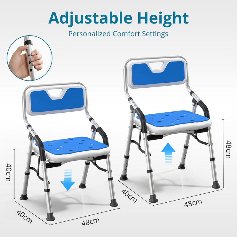 Foldable Shower Chair for Elderly Disabled Adjustable Height