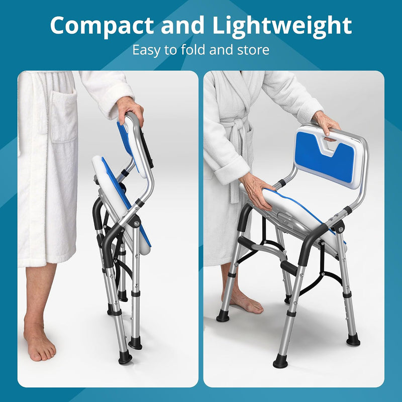 Foldable Shower Chair for Elderly Disabled Adjustable Height