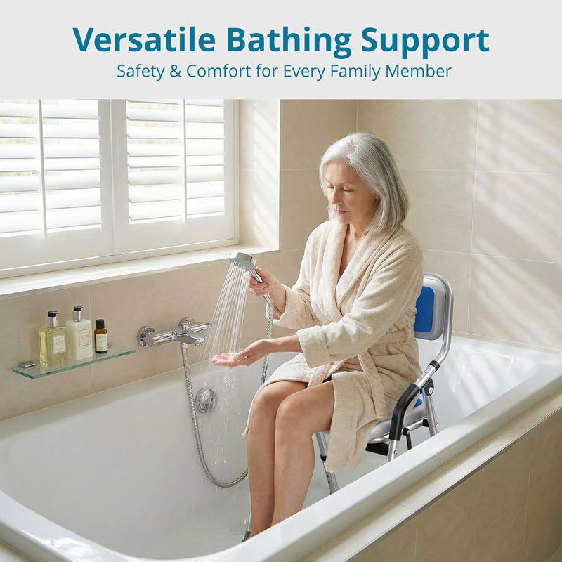 Foldable Shower Chair for Elderly Disabled Adjustable Height