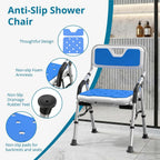 Foldable Shower Chair for Elderly Disabled Adjustable Height