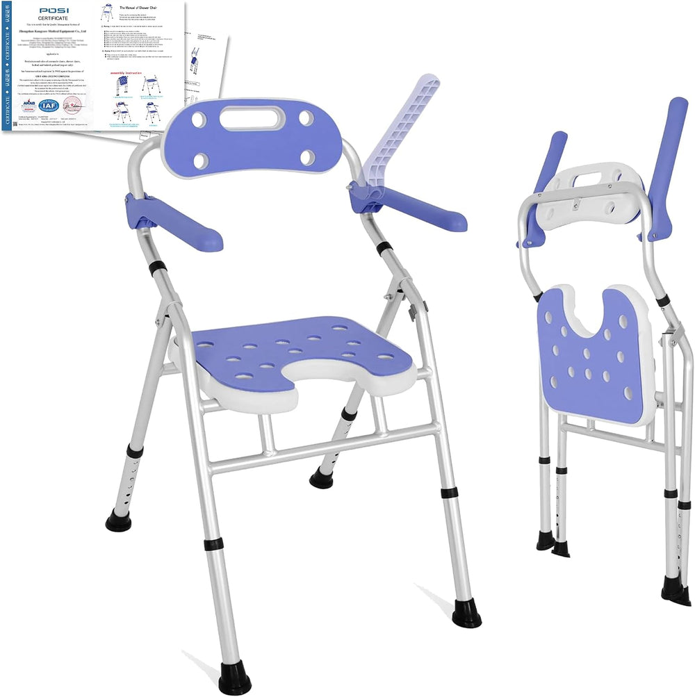 Foldable Shower Chair Bath Stool with Adjustable Height