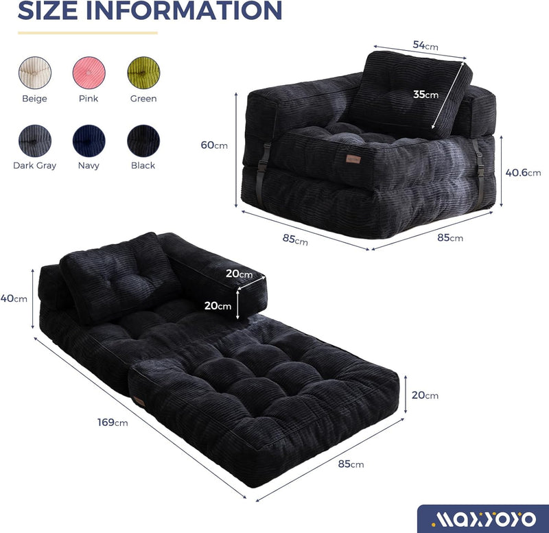 Foldable Sofa Bed Bean Bag Couch Convertible Sleeper