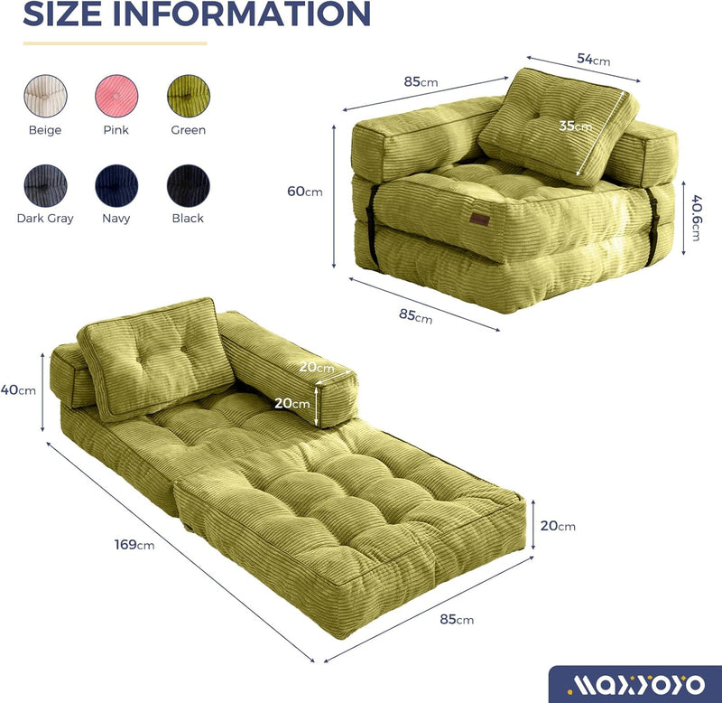 Foldable Sofa Bed Bean Bag Couch Convertible Sleeper