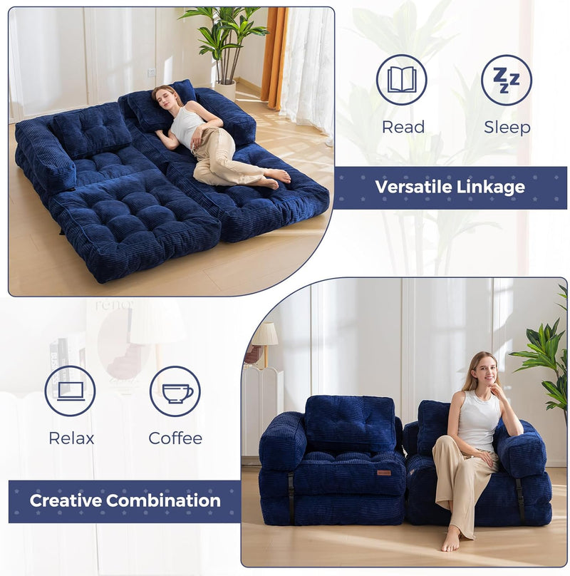 Foldable Sofa Bed Bean Bag Couch Convertible Sleeper