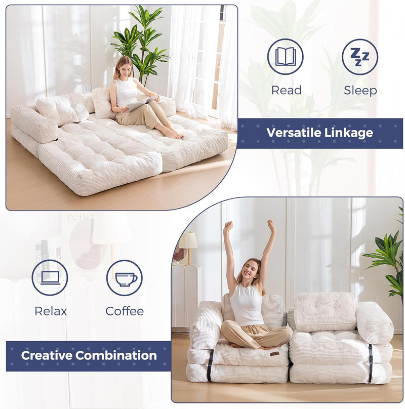 Foldable Sofa Bed Bean Bag Couch Convertible Sleeper