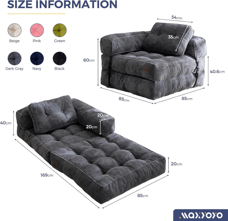 Foldable Sofa Bed Bean Bag Couch Convertible Sleeper