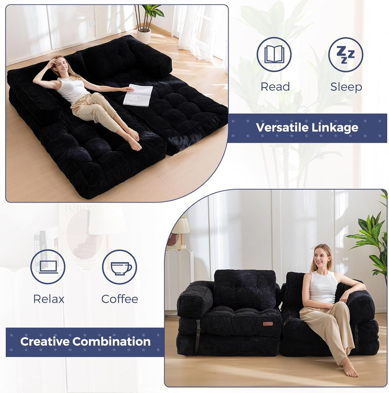 Foldable Sofa Bed Bean Bag Couch Convertible Sleeper