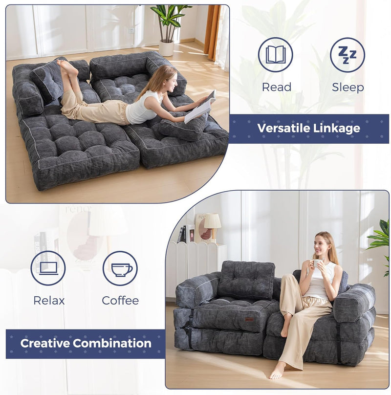 Foldable Sofa Bed Bean Bag Couch Convertible Sleeper