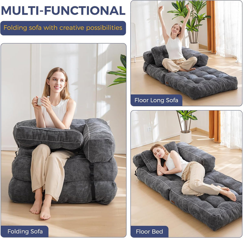 Foldable Sofa Bed Bean Bag Couch Convertible Sleeper