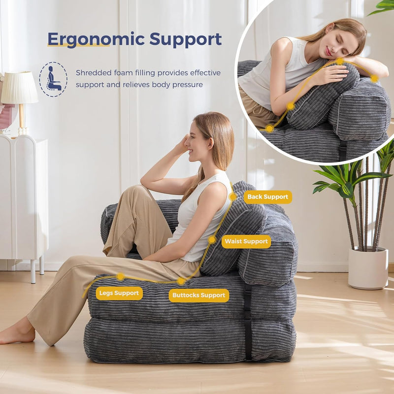 Foldable Sofa Bed Bean Bag Couch Convertible Sleeper