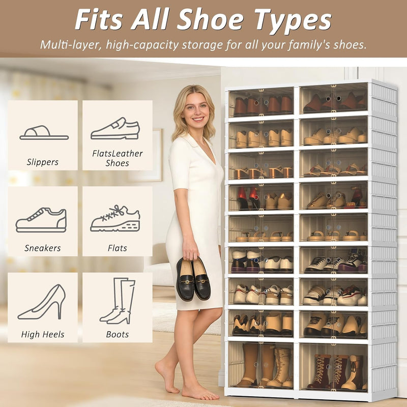 Foldable Stackable Shoe Storage Cabinet 9 Tiers Organiser