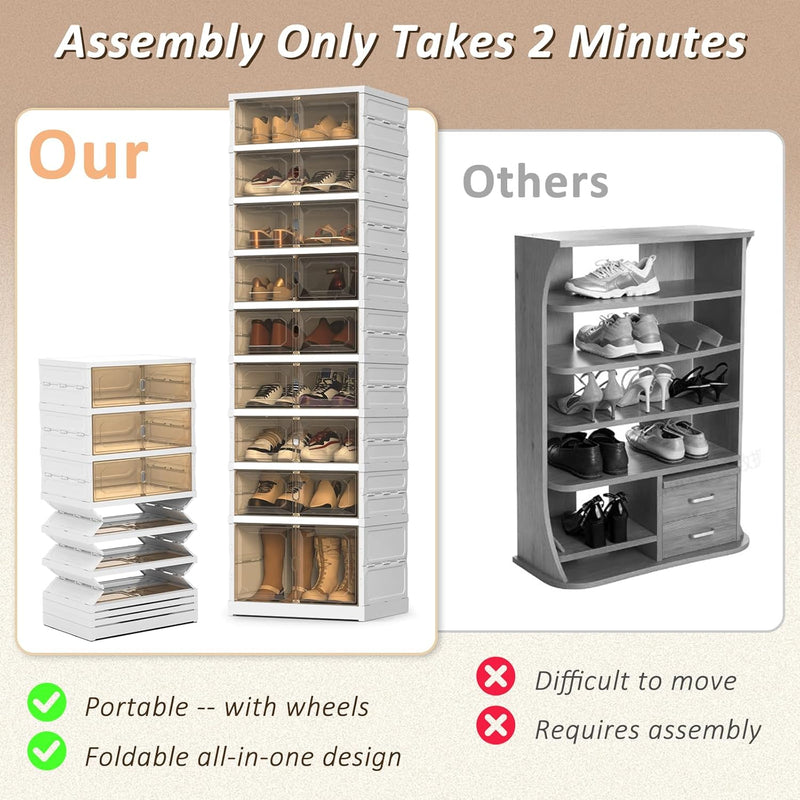 Foldable Stackable Shoe Storage Cabinet 9 Tiers Organiser