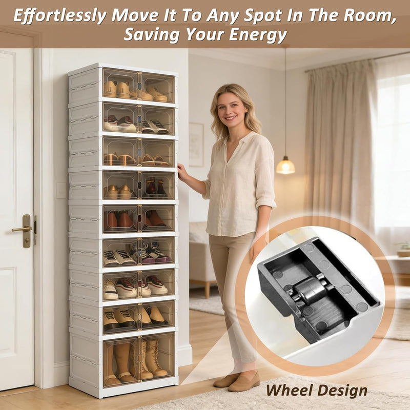 Foldable Stackable Shoe Storage Cabinet 9 Tiers Organiser