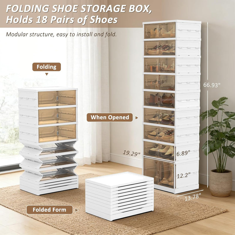 Foldable Stackable Shoe Storage Cabinet 9 Tiers Organiser