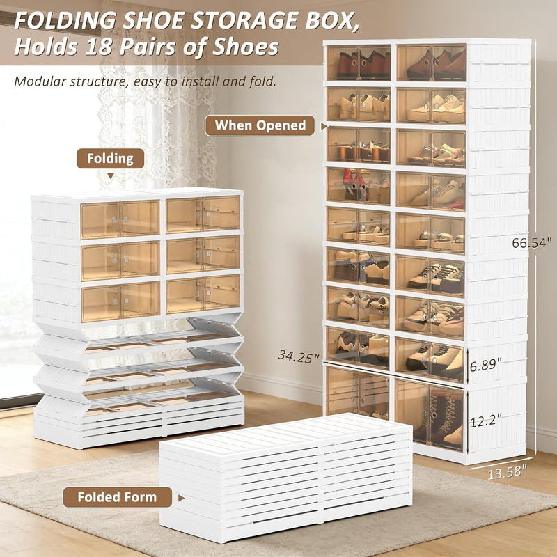 Foldable Stackable Shoe Storage Cabinet 9 Tiers Organiser