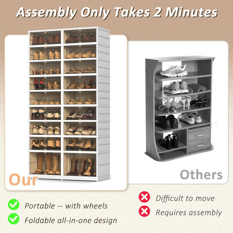 Foldable Stackable Shoe Storage Cabinet 9 Tiers Organiser