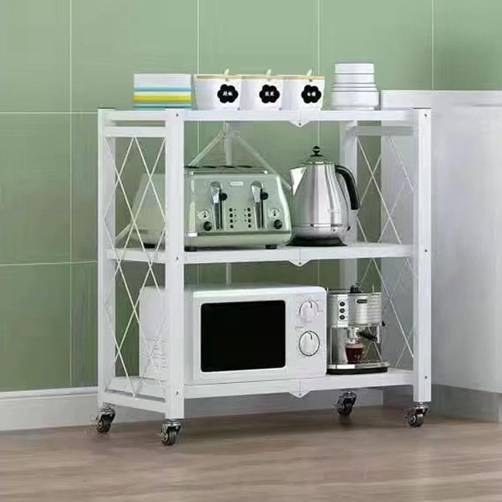 Foldable Storage Shelf Unit on Wheels Kitchen Shelves
