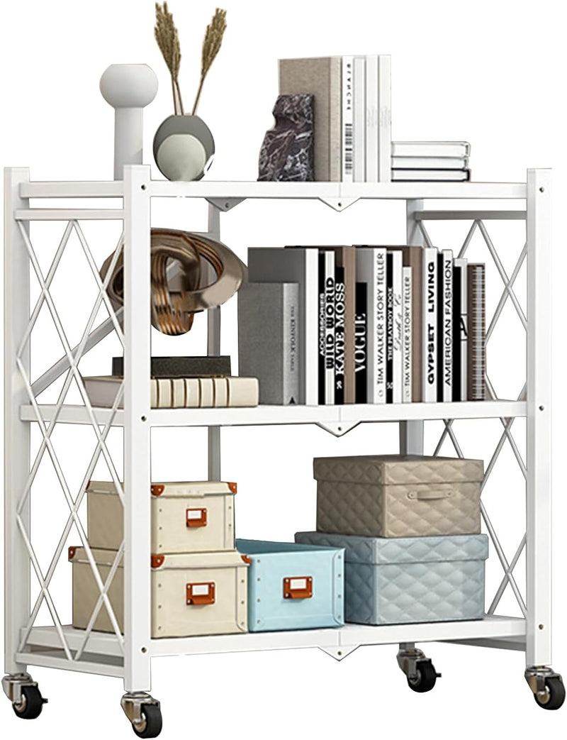 Foldable Storage Shelf Unit on Wheels Kitchen Shelves