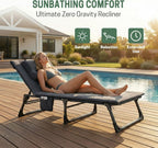 Foldable Sun Lounger Adjustable 4 Position Reclining Chaise