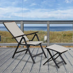 Foldable Sun Lounger Reclining Garden Chair Aluminium Camping